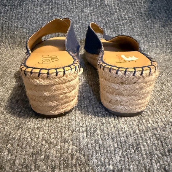 Franco Sarto Sandals Womens 8 Denim Espadrille Wedge Slip On Casual Classy - Picture 4 of 7